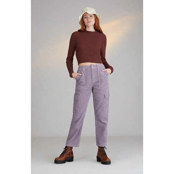 PacSun Pants - PacSun Purple Corduroy Cargo Pants‎ Elastic Waist Women S